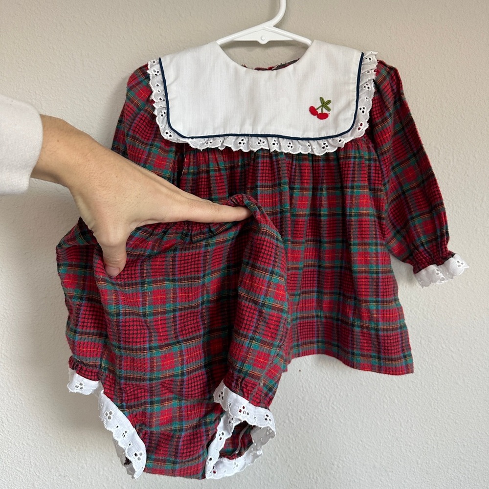 Vtg Plaid Dress & Bloomers Set